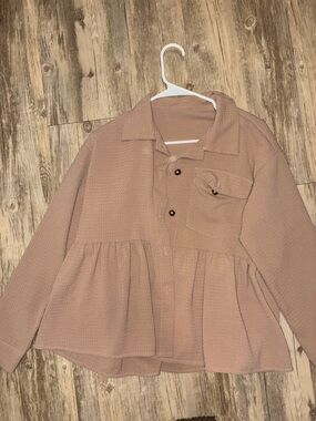 Peplum Button-Up Shacket in Mauve